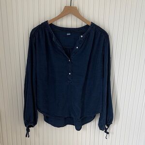 Women's Navy Blue Blouse Heart Prints